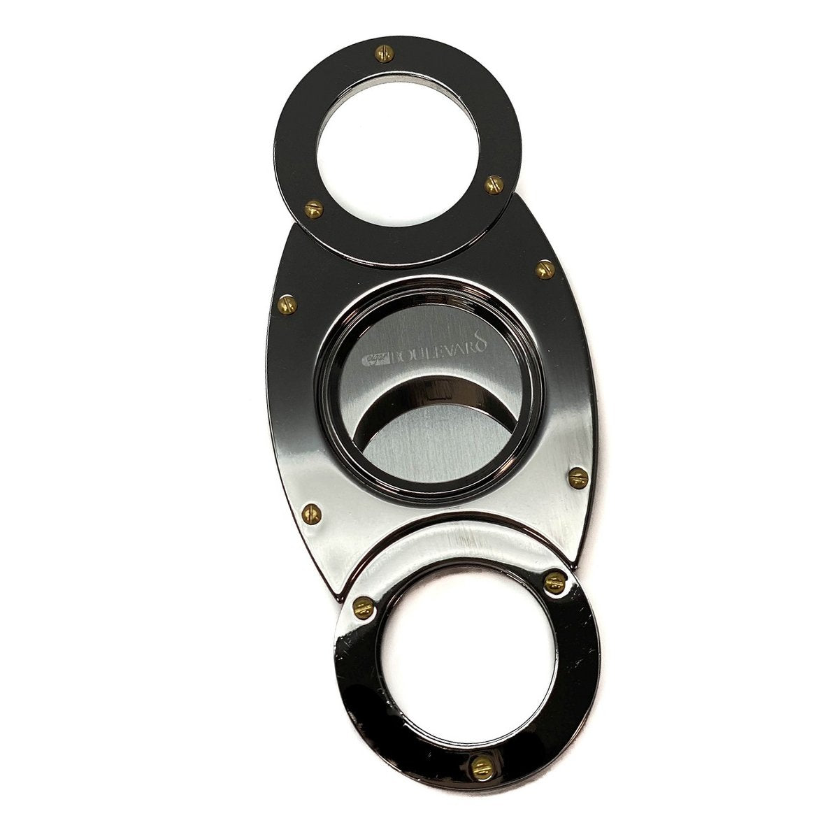 Cigar Cutter GUN METAL Double Stainless Steel Blades O Round Handles
