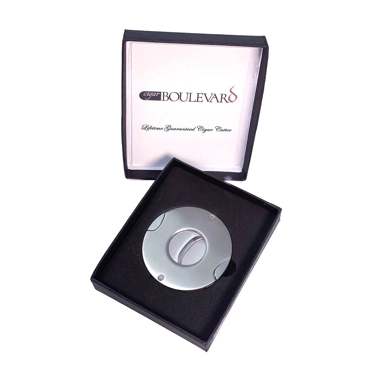 DOUBLE GUILLOTINE ROUND ACTION Cigar Cutter Stainless Steel Blades and Body