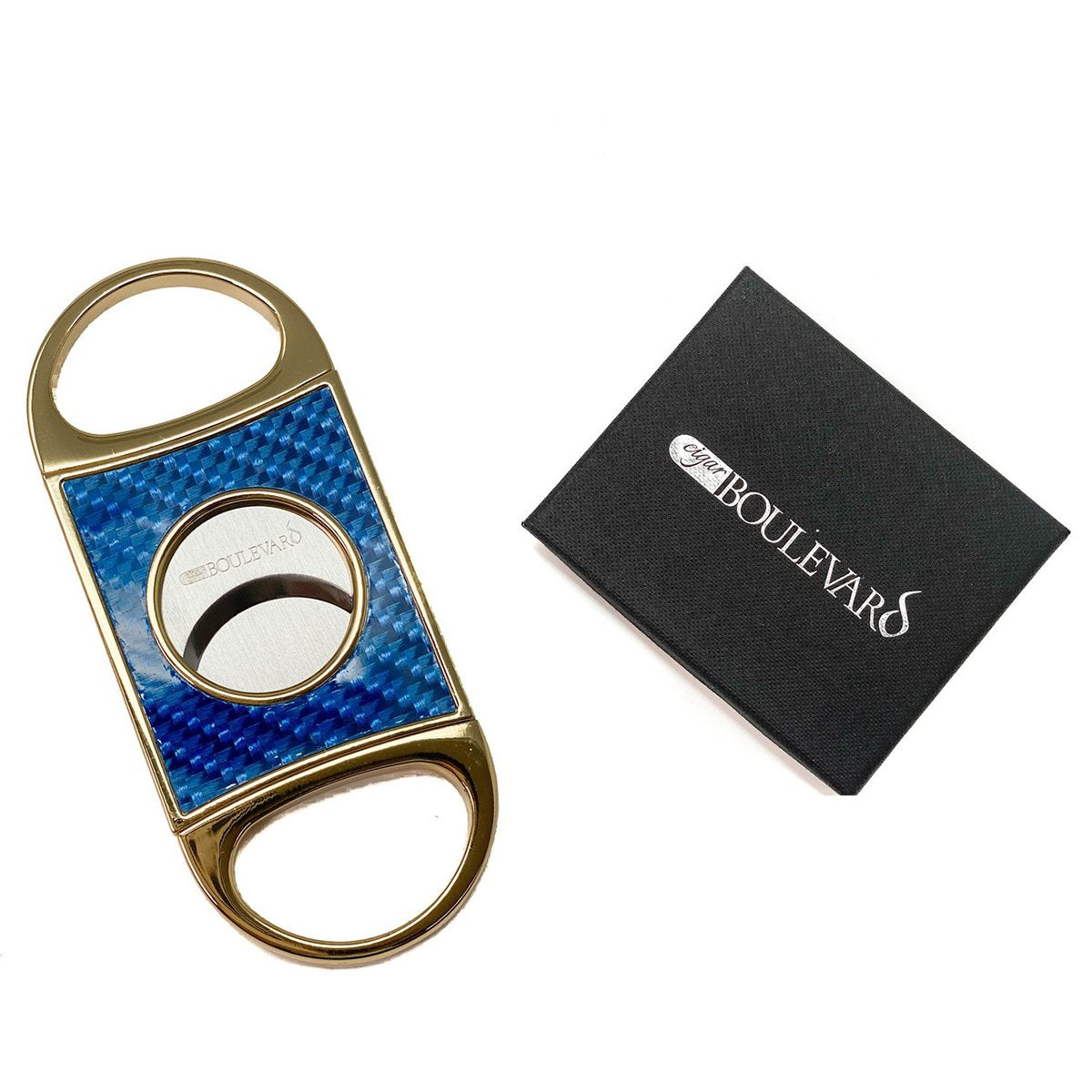 PERFECT CIGAR CUTTER STAR Gold-Blue Carbon Fiber Body