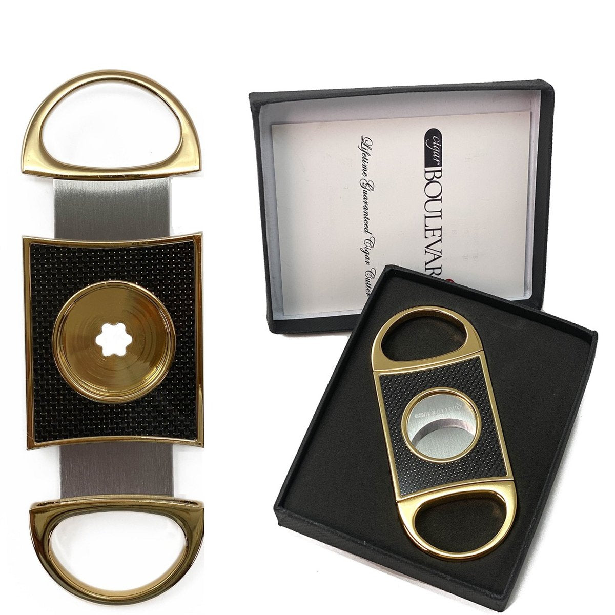 PERFECT CIGAR CUTTER STAR Gold-Black Carbon Fiber Body