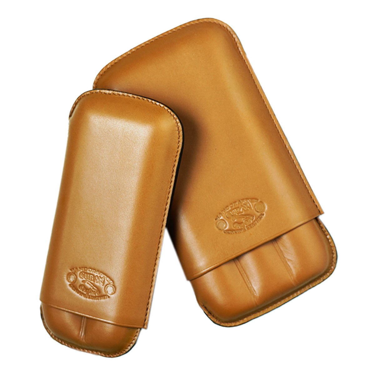 Tuscany Natural Leather Cigar Cases Shelly Tan 3 Fingers