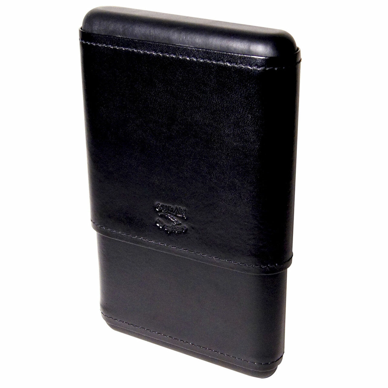 Capriano Black Leather Hard Top Cigar Case for 5 Cigars