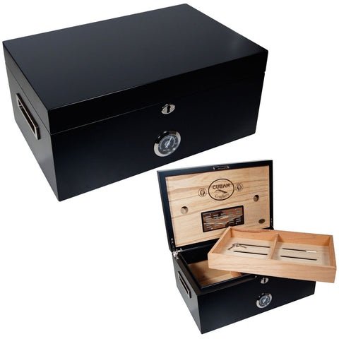 Cuban Crafters Black Cigar Humidor Murcielago for 150 Cigars