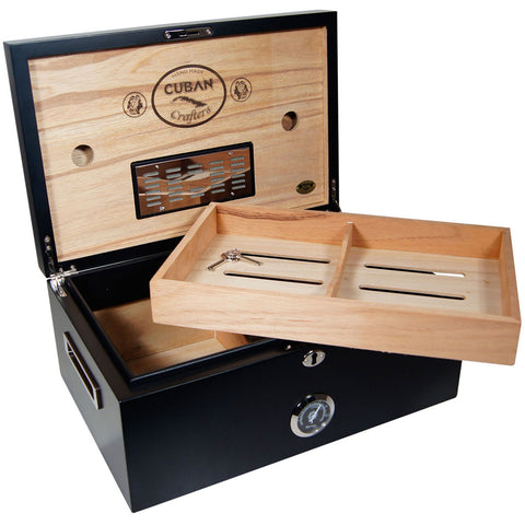 Cuban Crafters Black Cigar Humidor Murcielago for 150 Cigars