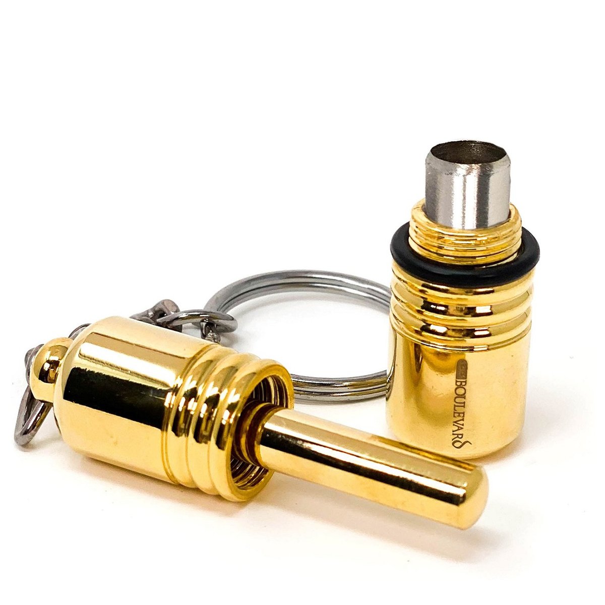 Cigar PUNCH CUTTER Golden Stainless Steel Built-in Plunger