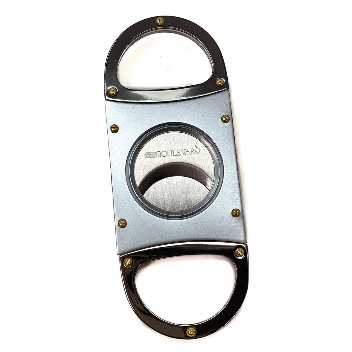 Cigar Cutter SILVER DELUXE Double Stainless Steel Blades Gun Metal Handles