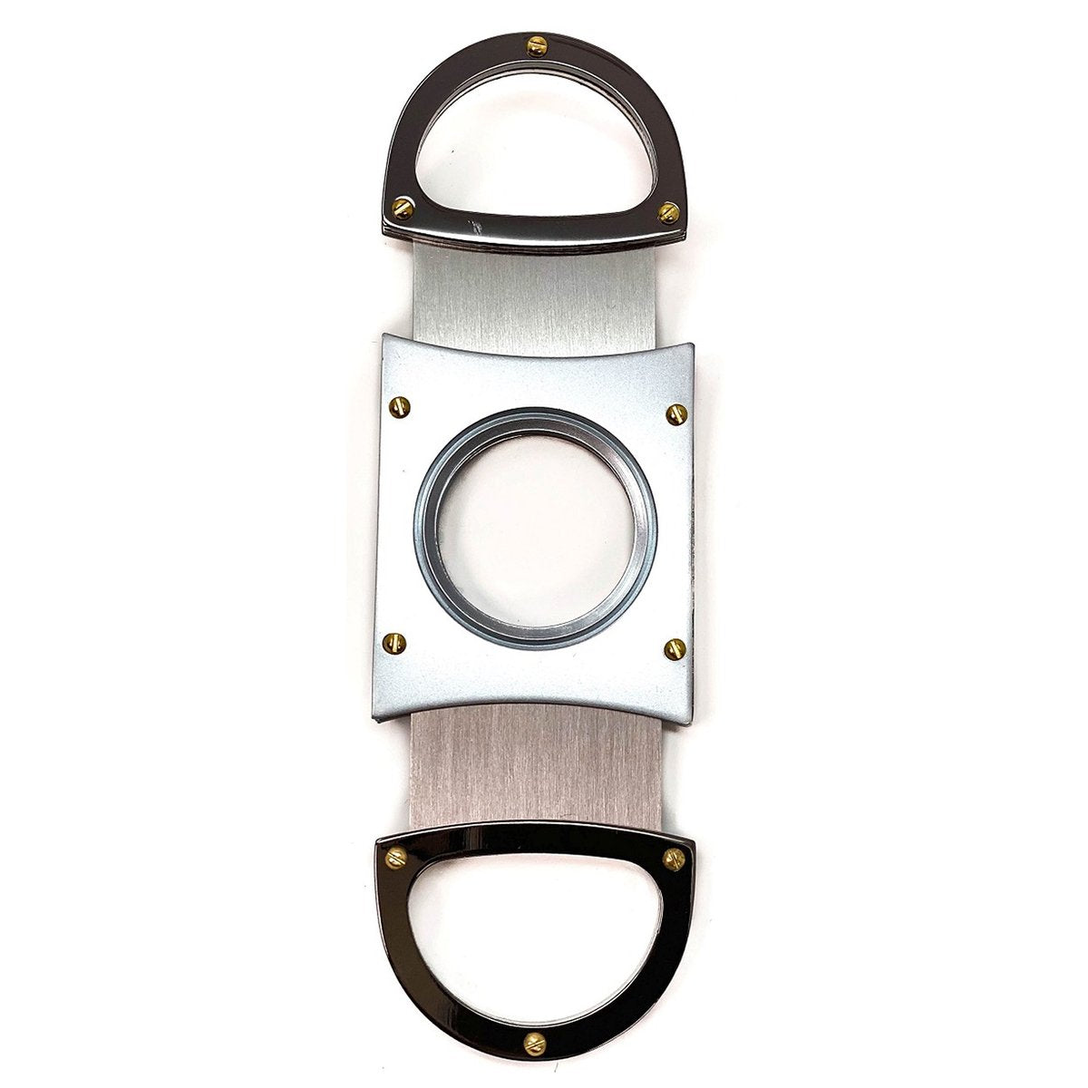 Cigar Cutter SILVER DELUXE Double Stainless Steel Blades Gun Metal Handles