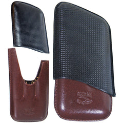 Cuba Cigar Leather Cases Black and Red 3 Fingers - Humidors Wholesaler