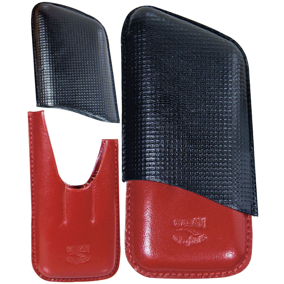 Cuba Cigar Leather Cases Black and Red 3 Fingers - Humidors Wholesaler