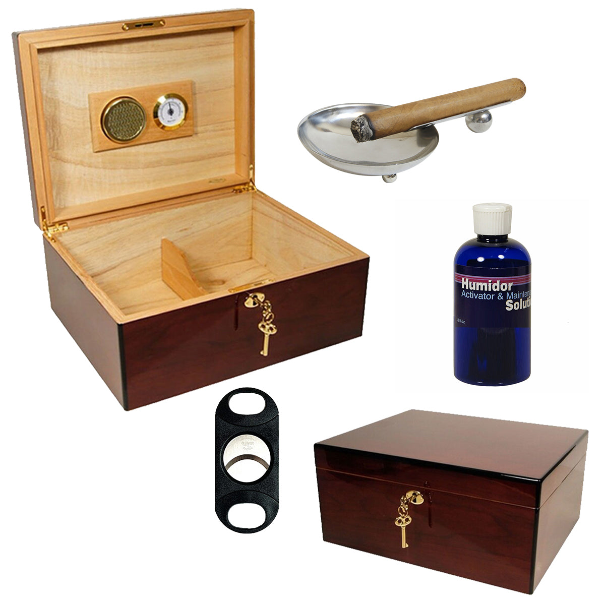 Gift Set Humidor Amor 425 for 75 cigars / Perfect Cutter / Ashtray / Humsol