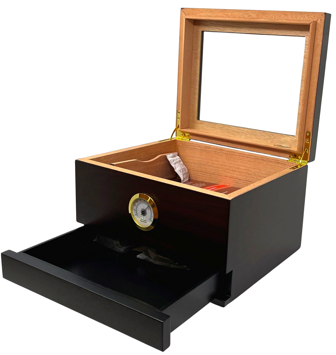 Humidors Deluxe DARK CHERRY MIO Glass Top 60 Cigars Capacity
