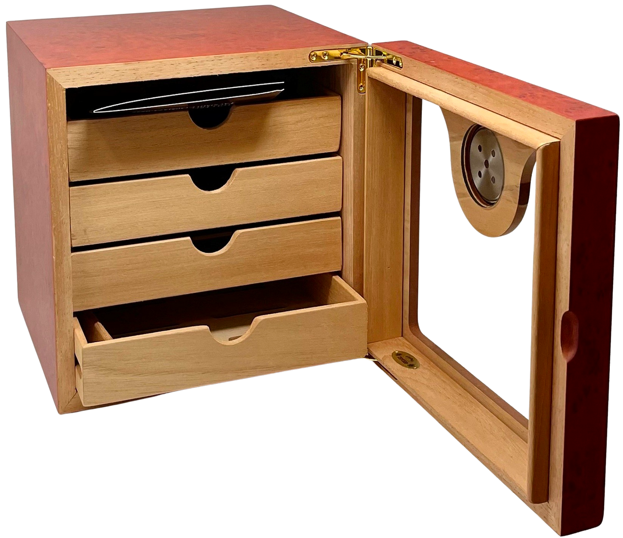 Cuban Crafters MINI CHEST OF DRAWERS Glass Humidor.  Up to 60 Cigars