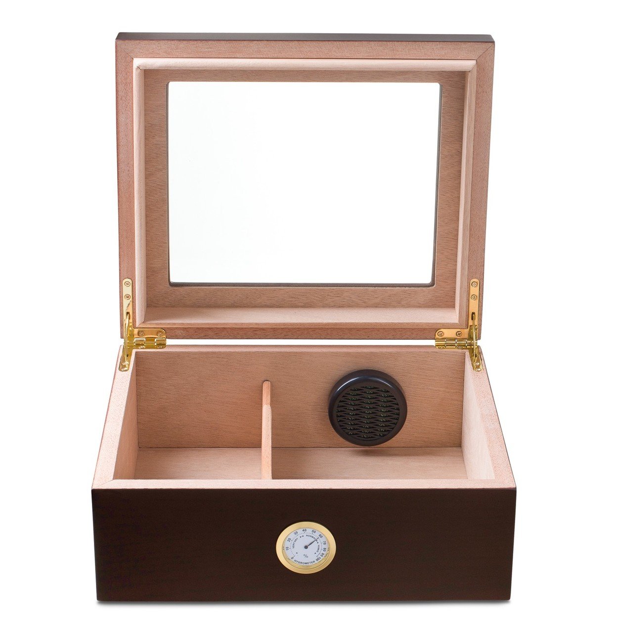 "LE ISLE" Glasstop Mahogany Humidor for 40 Cigars