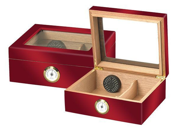 Glass-Top Humidor Set with Cutter for 40 Cigars.