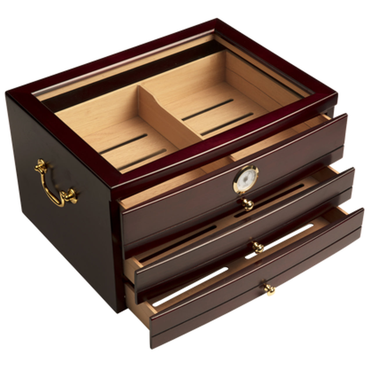 "LE MONTMARTRE" Mahogany Drawers Desktop Humidor for 100 Cigars