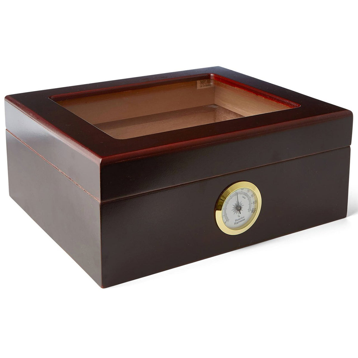 "LE ISLE" Glasstop Mahogany Humidor for 40 Cigars