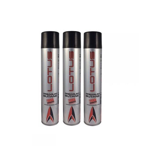Pack of 3 Lotus Butane Refill SMALL for Lighters Ultra 6X with Universal Adapters