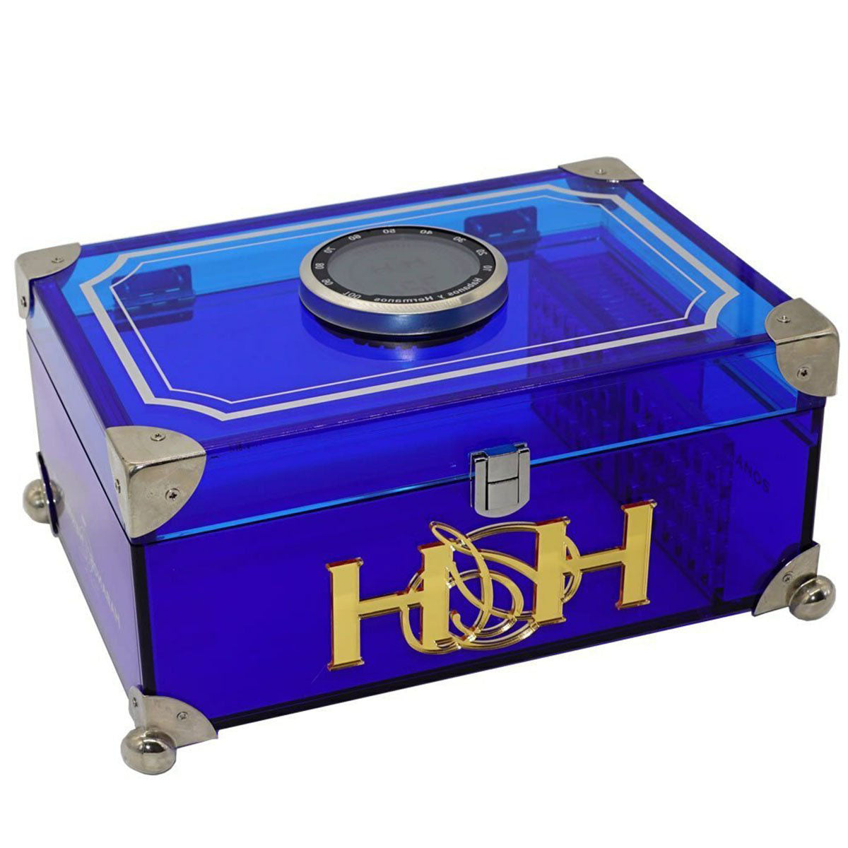 The PRISM ZEPHYR Acrylic Humidor with Digital Hygrometer and Cedar Balls. 50 Cigars Capacity