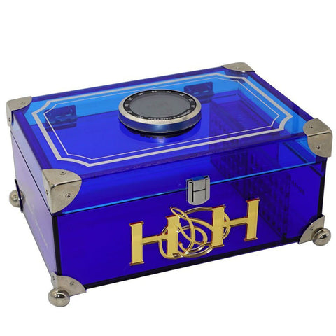 The PRISM ZEPHYR Acrylic Humidor with Digital Hygrometer and Cedar Balls. 50 Cigars Capacity