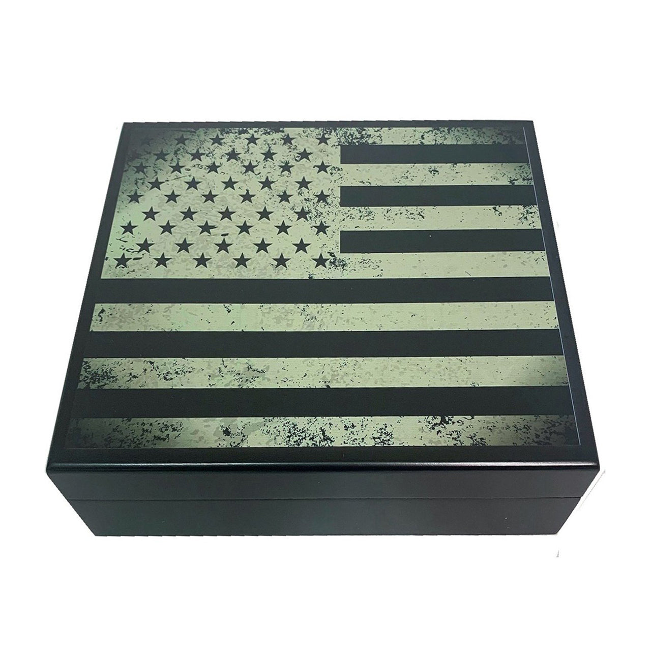 Cigar Humidor USA Flag Black Print for 20 Cigars
