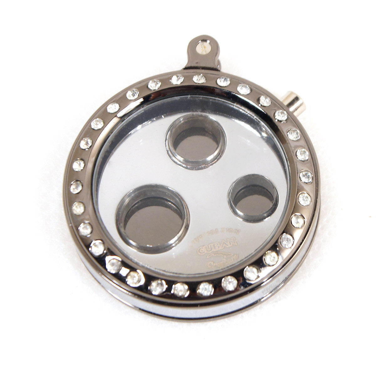 Cigar Cutters Cuban Crafters 3 Size Round Cigar Punch in Silver With Diamond Frame - Humidors Wholesaler