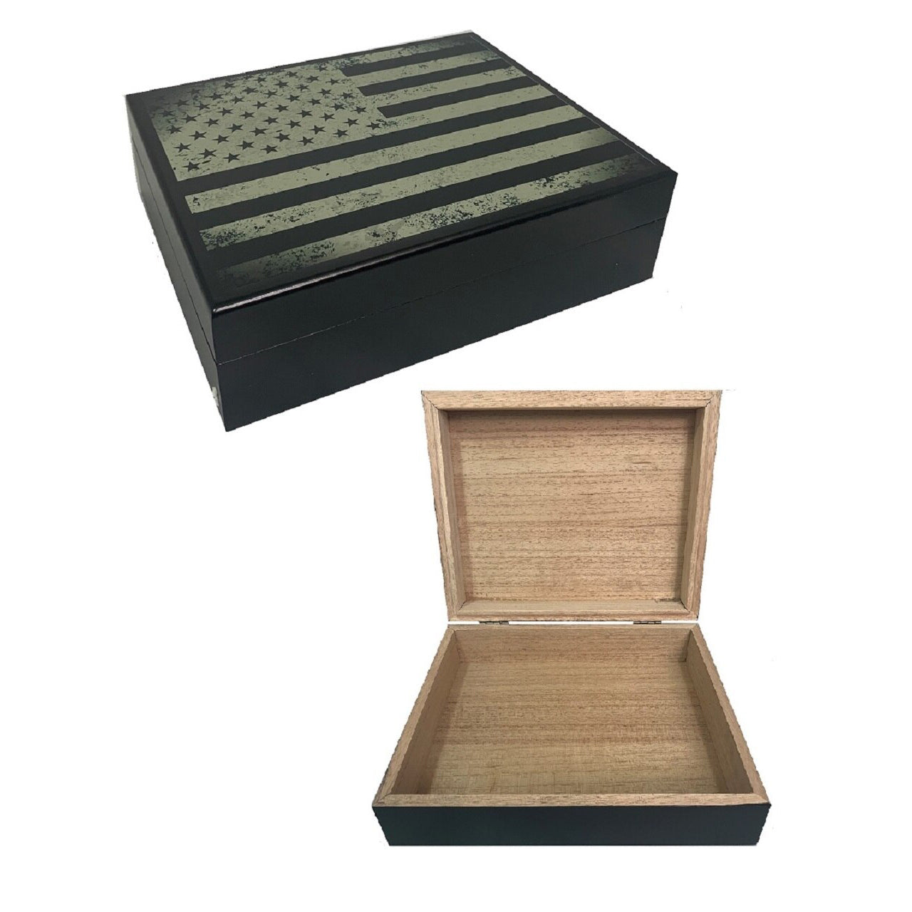 Cigar Humidor USA Flag Black Print for 20 Cigars