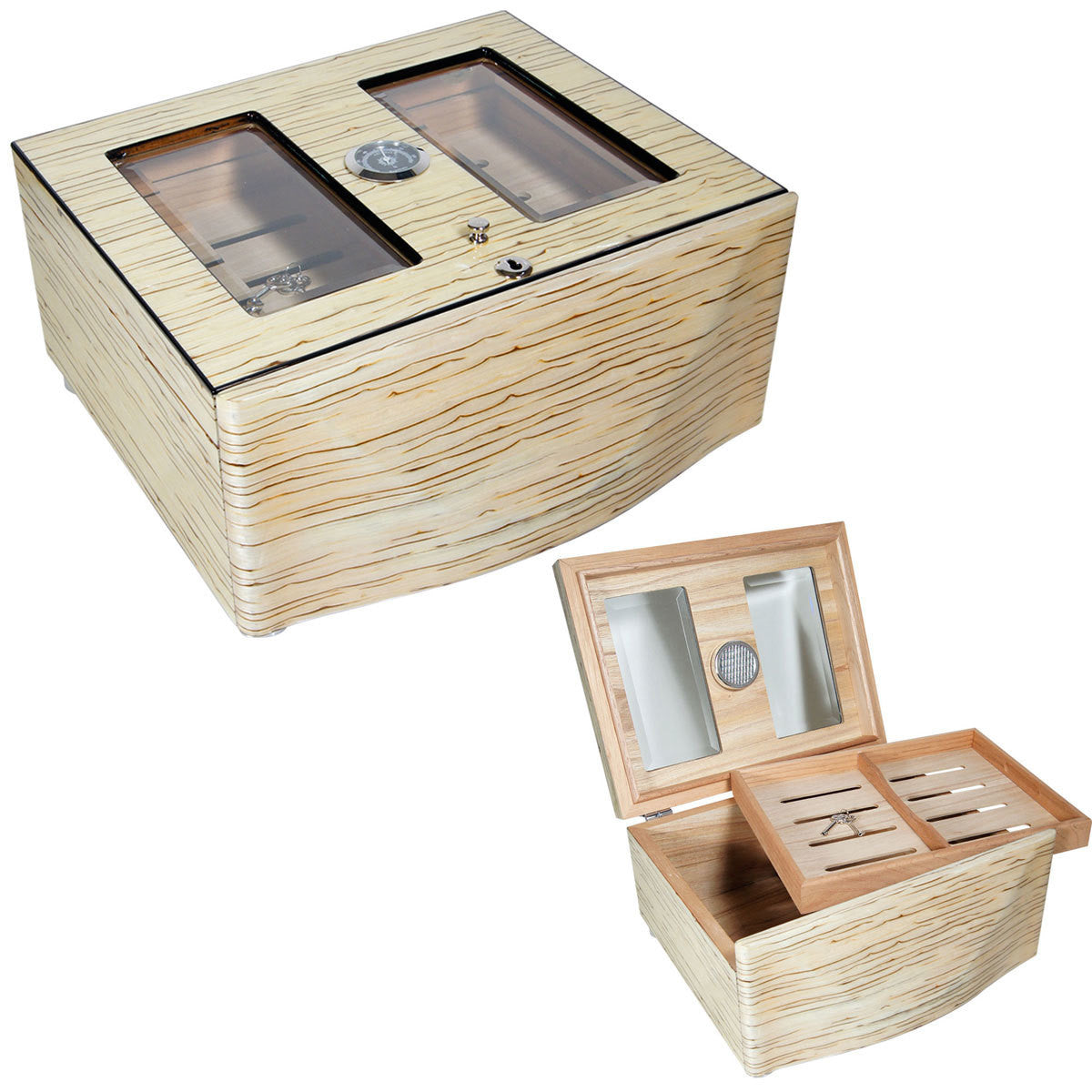 Designer Humidor Moderno Blanco / Ivory White for 120 Cigars - Humidors Wholesaler