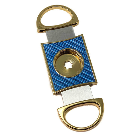 PERFECT CIGAR CUTTER STAR Gold-Blue Carbon Fiber Body