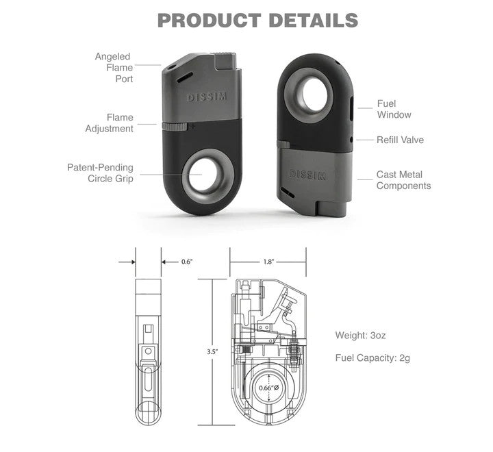 DISSIM INVERTED DUAL Cigar Torch Black, Silver & Gold