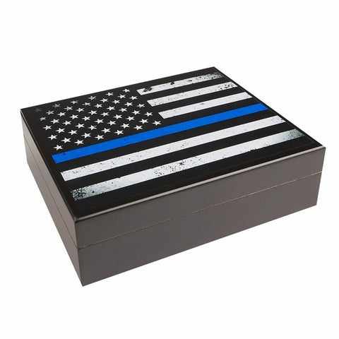 New Cigar Humidor USA Flag Blue Print for 20 Cigars