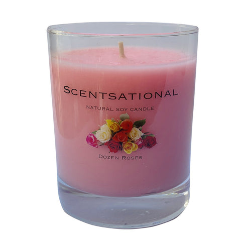 Scented Soy Candles DOZEN ROSES (11 oz) eliminates smoke, household and pet odors.