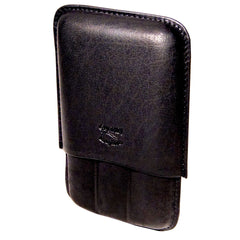 Black Leather Cigar Case with 3 Fingers Oil Buffed Leather - Humidors Wholesaler