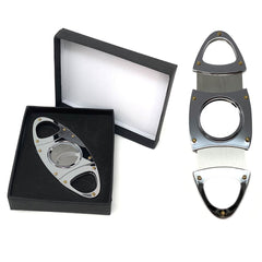 Cigar Cutter Silver DOUBLE Stainless Steel Blades V Handles