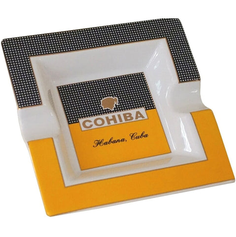Ashtray COHIBA SQUARE Porcelain with Two Wide Grooves