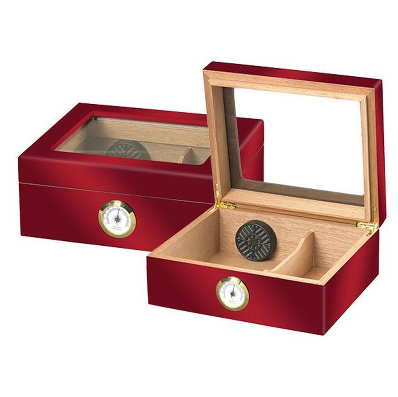 "LE ISLE ROUGE" Glasstop Red Highgloss Humidor for 40 Cigars