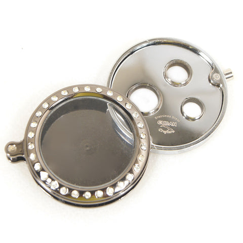 Cigar Cutters Cuban Crafters 3 Size Round Cigar Punch in Silver With Diamond Frame - Humidors Wholesaler
