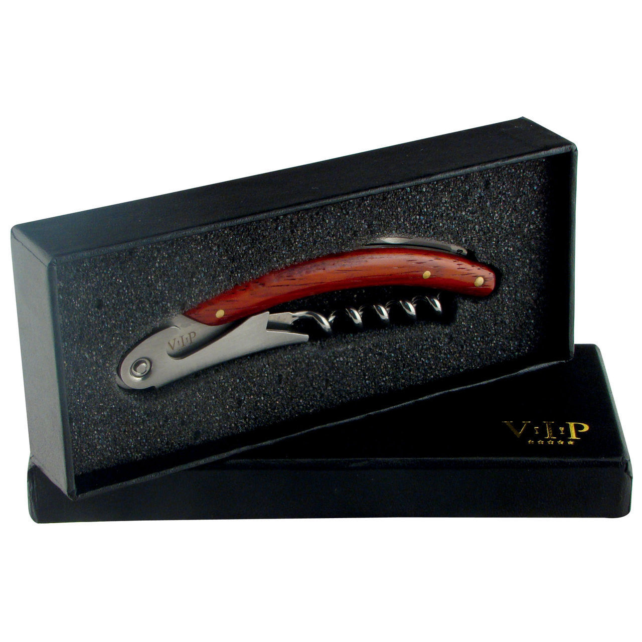 Stainless Steel Wine Corkscrew With Wood Handles in Gift Box - Humidors Wholesaler