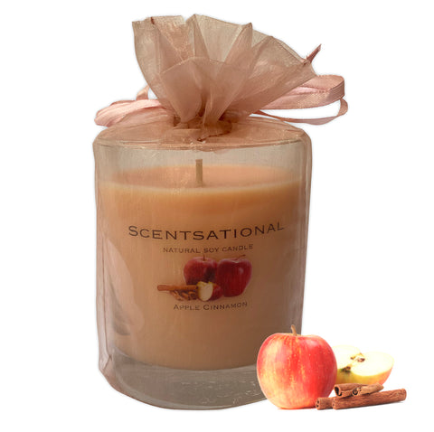 Scented Soy Candles APPLE CINNAMON (11 oz) eliminates smoke, household and pet odors.