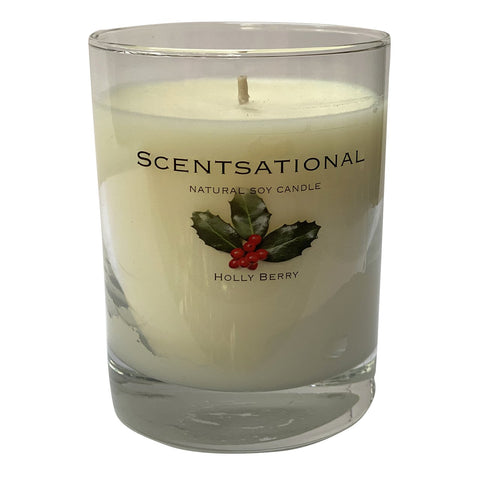 Scented Soy Candles HOLLY BERRY (11 oz) eliminates smoke, household and pet odors.