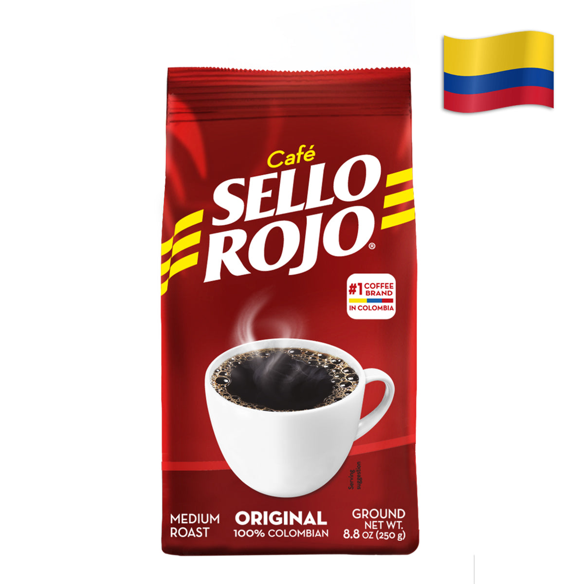 COLOMBIAN ORGANIC SELLO ROJO COFFEE GROUND Pack of 8.8 Oz
