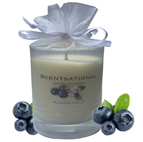 Scented Soy Candles BLUEBERRY VANILLA (11 oz) eliminates smoke, household and pet odors.