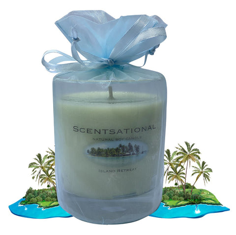 Scented Soy Candles ISLAND RETREAT (11 oz) eliminates smoke, household and pet odors.
