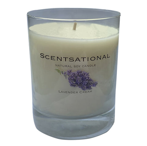 Scented Soy Candles LAVENDER CREAM (11 oz) eliminates smoke, household and pet odors.